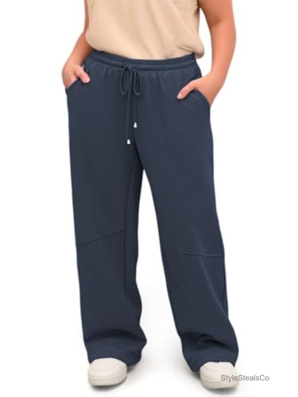Plus Size High Waisted Wide Leg Sweatpants with Pockets - Lounge & Active